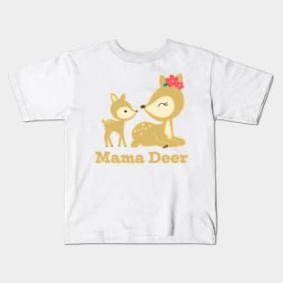 Mama Deer with Baby Deer Kids T-Shirt